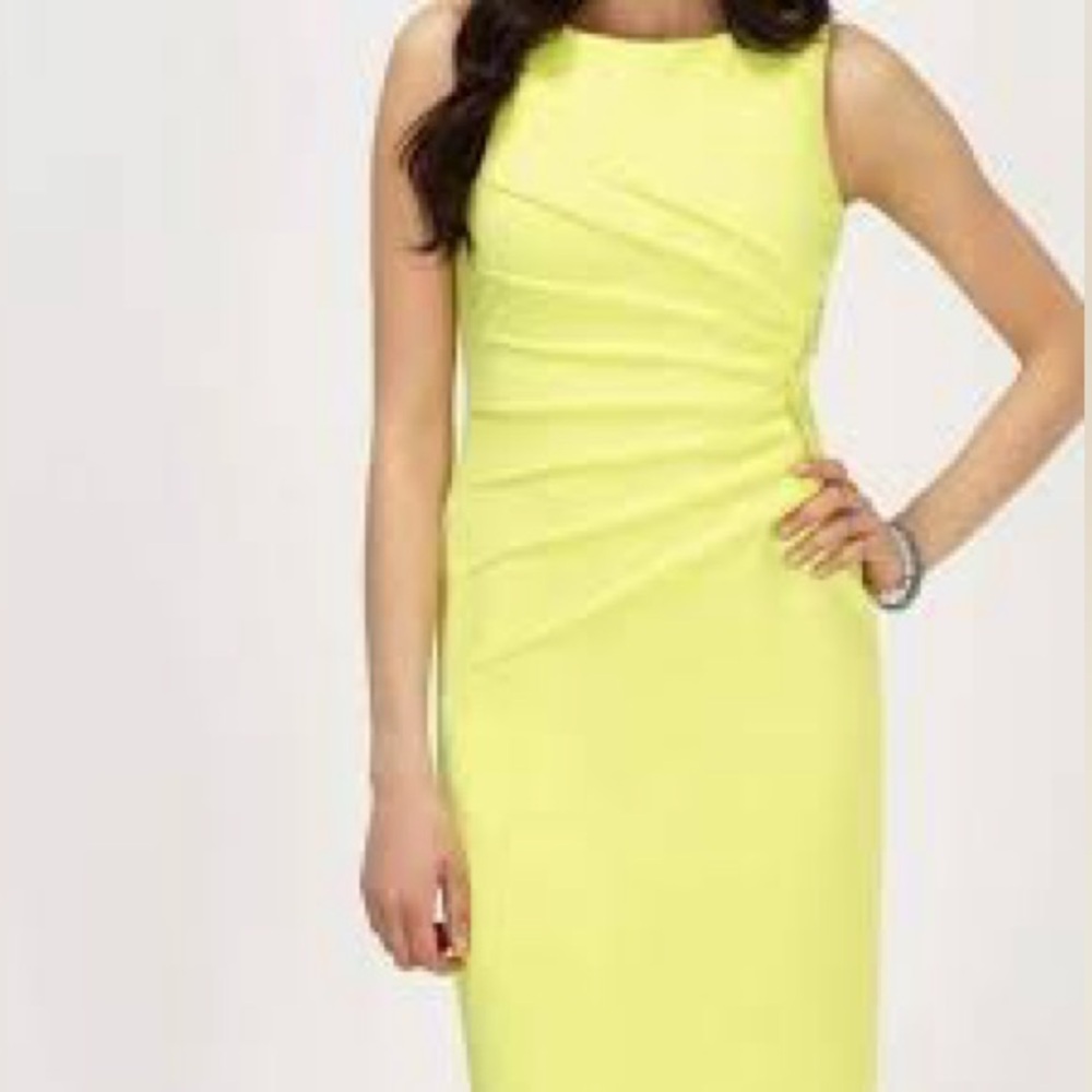 NWT Ivanka Trump lemon-lime cinched waist dress🐣